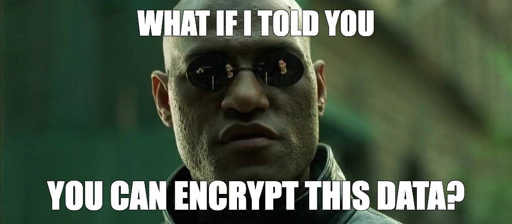 Morpheus meme: what if I told you you can encrypt this data?